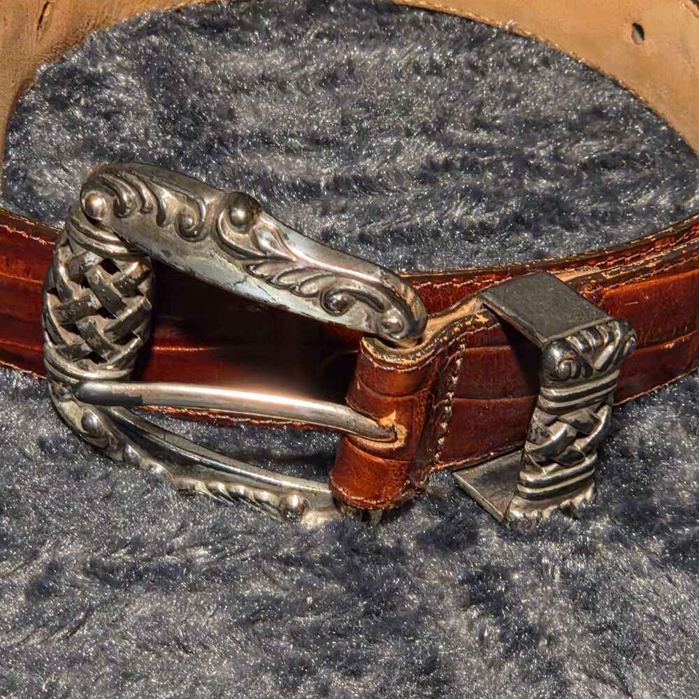 Brighton Red Croc Embossed Leather 1in Belt Women's 1995 32.5" Long Size Small